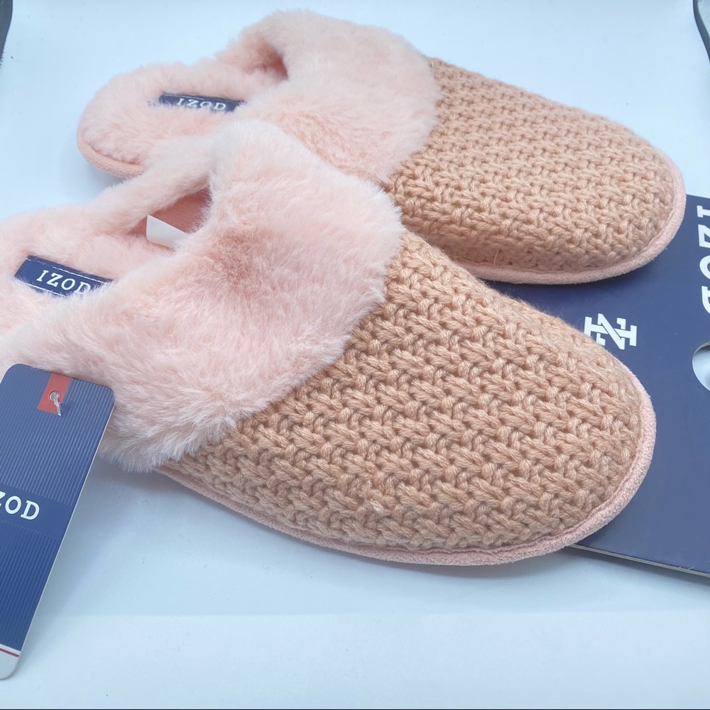 Izod Women’s Knit Clog Pink Slippers Size Large